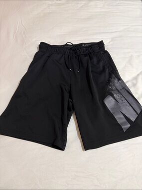 Nike Black Athletic Shorts with Gray Side Graphic